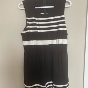 J Crew fit and flare black and white dress